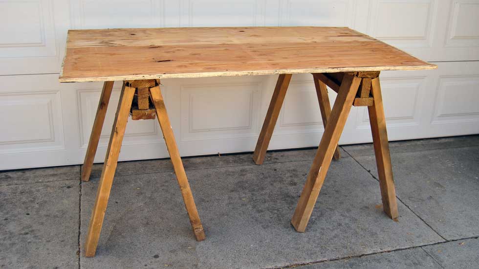 rustic sawhorse desk