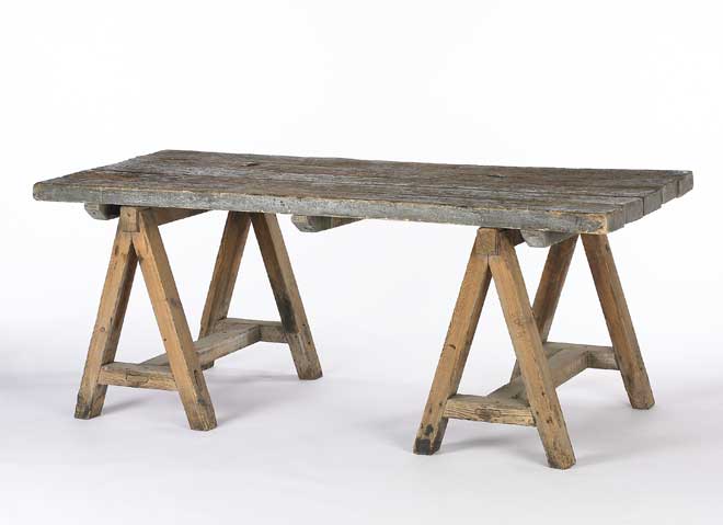 rustic sawhorse desk