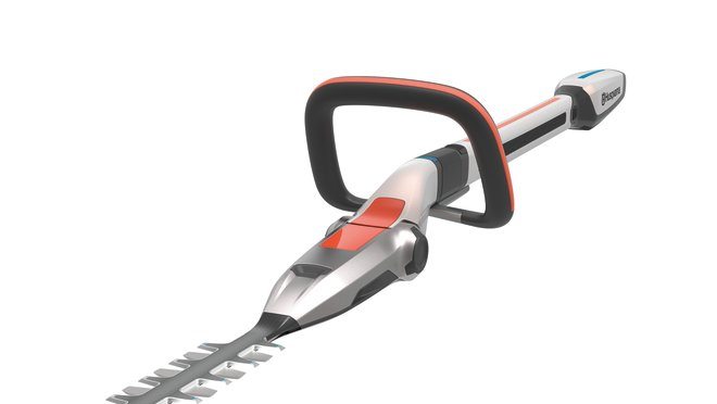 Design concept Husqvarna Ramus detail image of handle and tiltable head on hedge trimmer