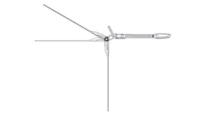 Design concept Husqvarna Ramus sketch of tiltable head on hedge trimmer to allow for work in multiple angles