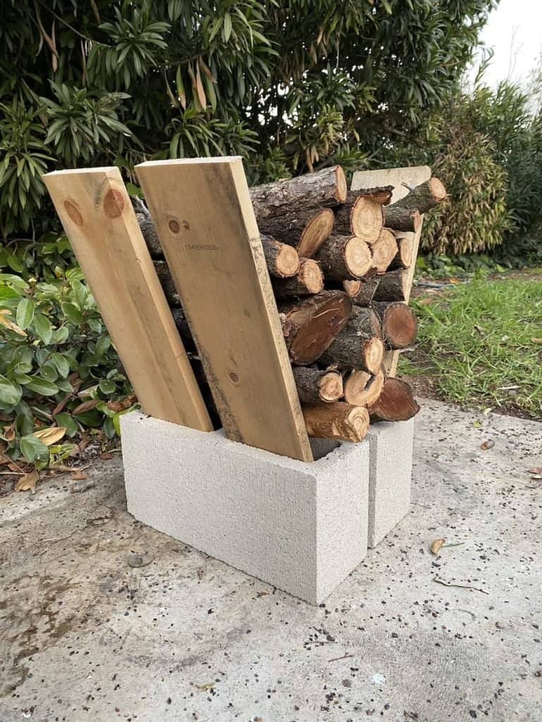 Concrete block firewood holder hot sale