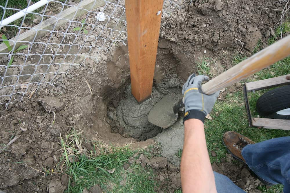 setting a fence post below the frost line.