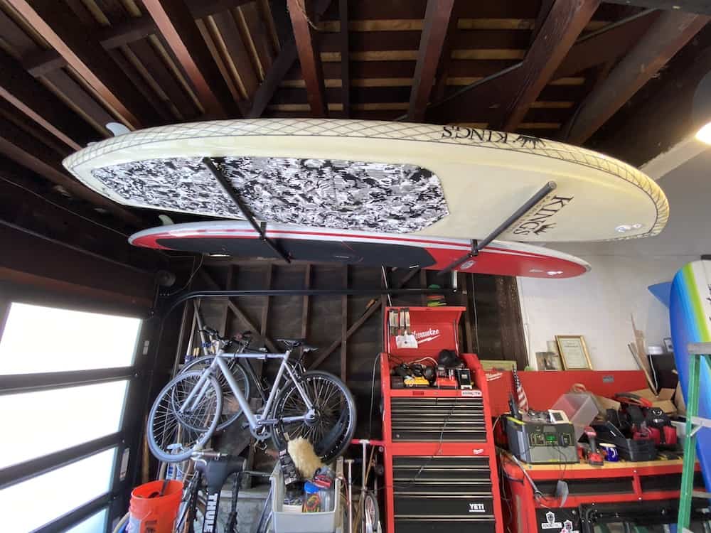 hanging garage surfboard rack