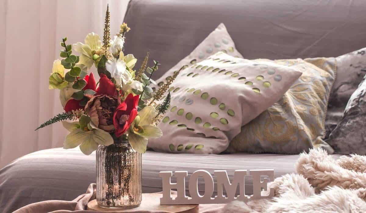 Beautiful flower vase centerpiece on table