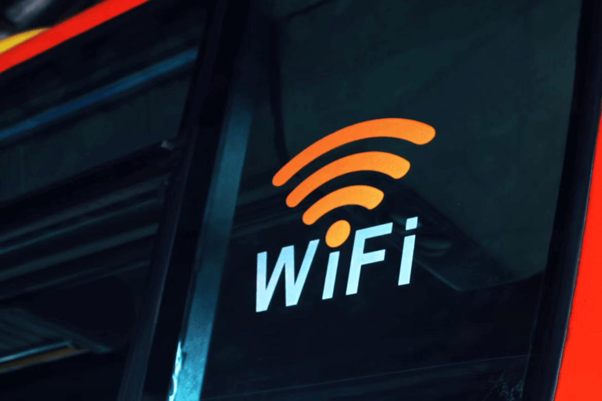 Close-up of a Wi-Fi logo on