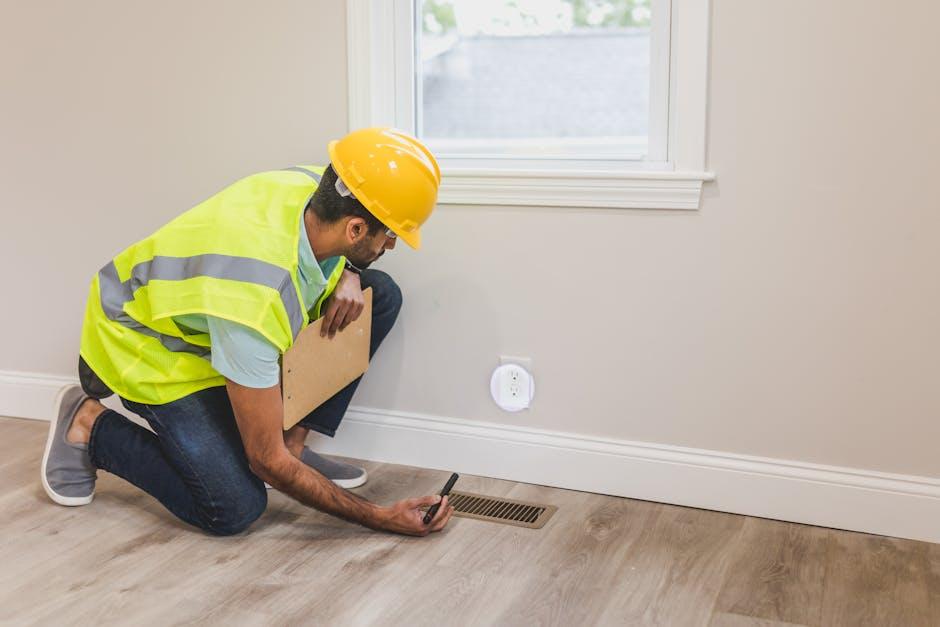 Contractor inspecting crawl space in a humid Southeastern US home during renovation