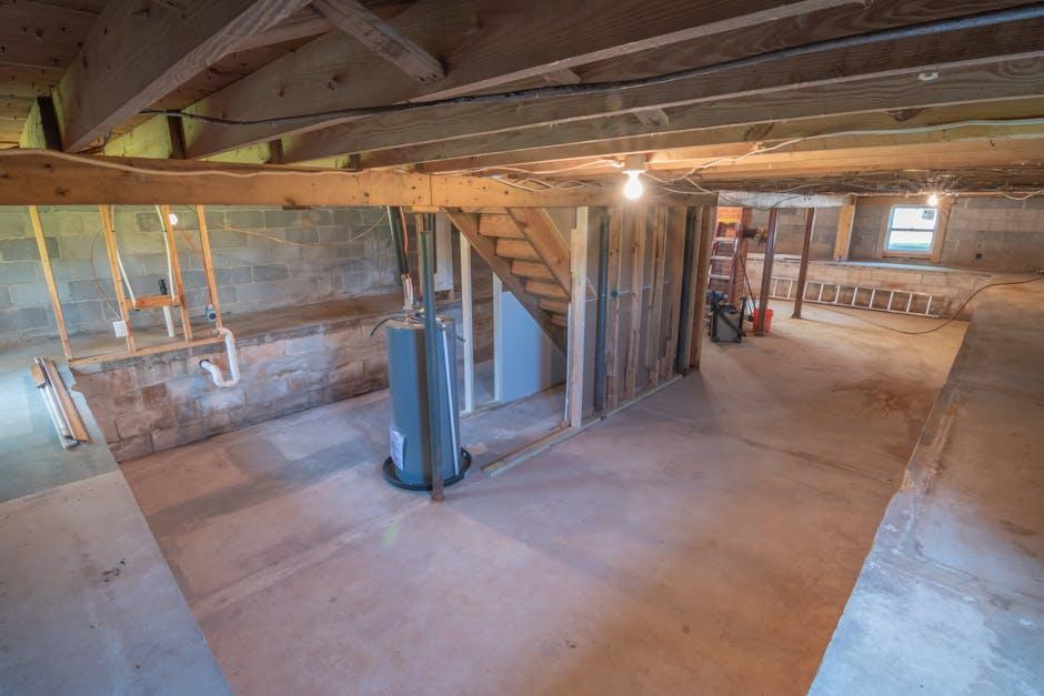 HVAC ductwork in an unfinished basement with new insulation