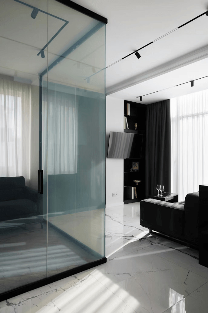 How Blackout Curtains Can Transform Your Home’s Comfort and Energy Efficiency 2 Living room with glass wall, ready for blackout