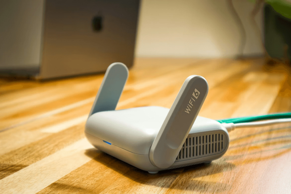 White ethernet wall plate and tools on a