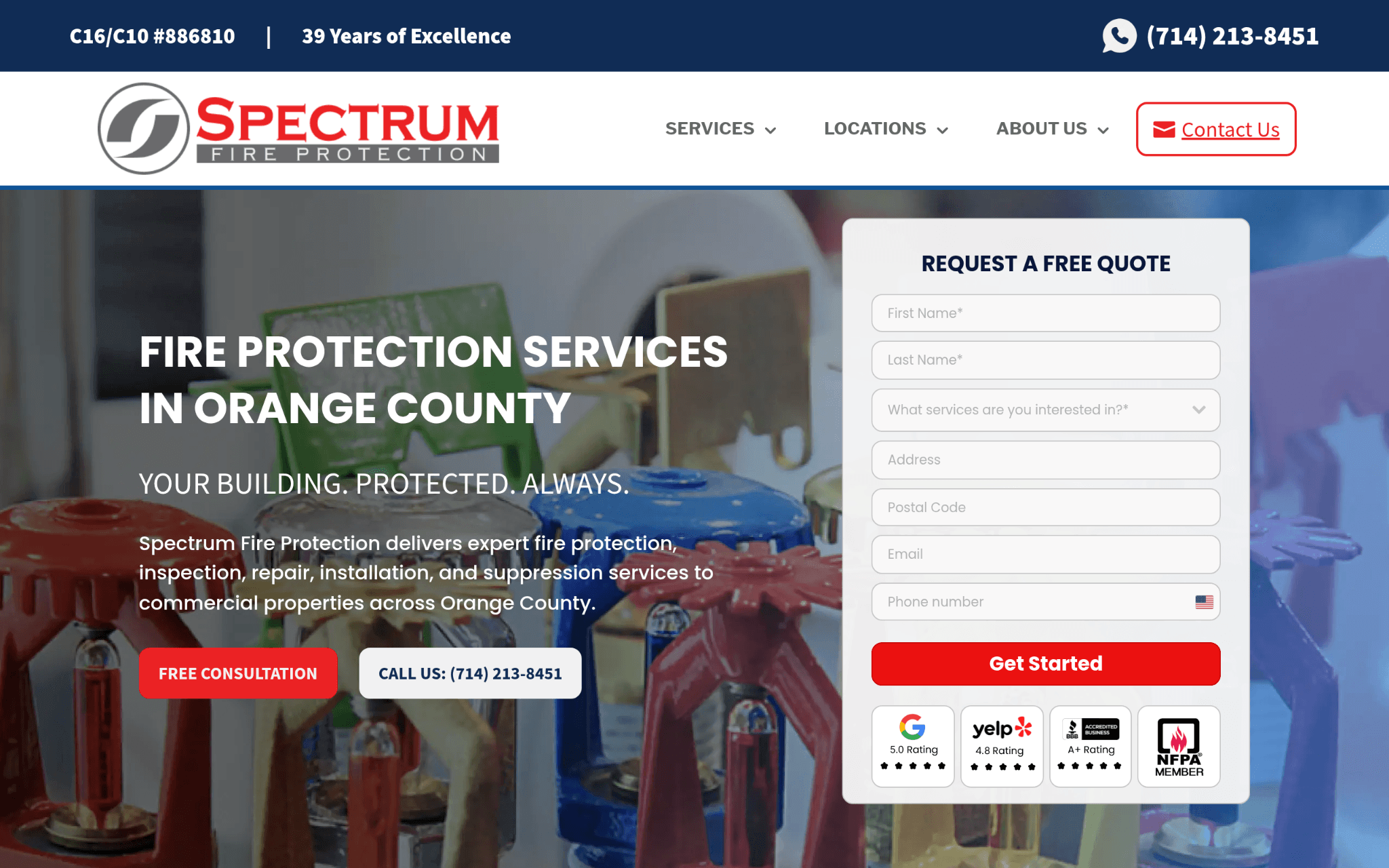 Best Orange County Fire Protection Companies Supporting Routine Inspections 1 Web page for an Orange County fire