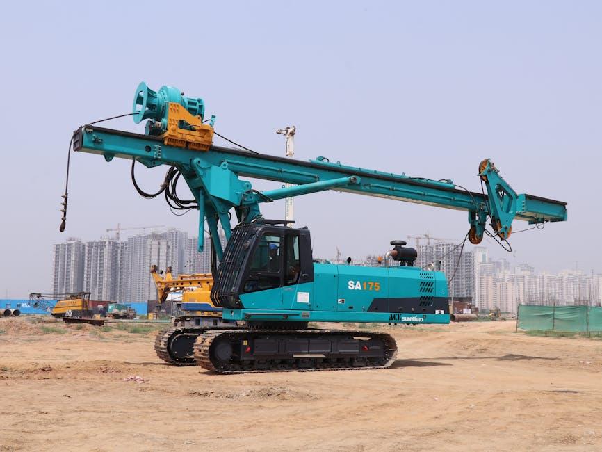 A tracked machine installing a foundation of Helical Piles