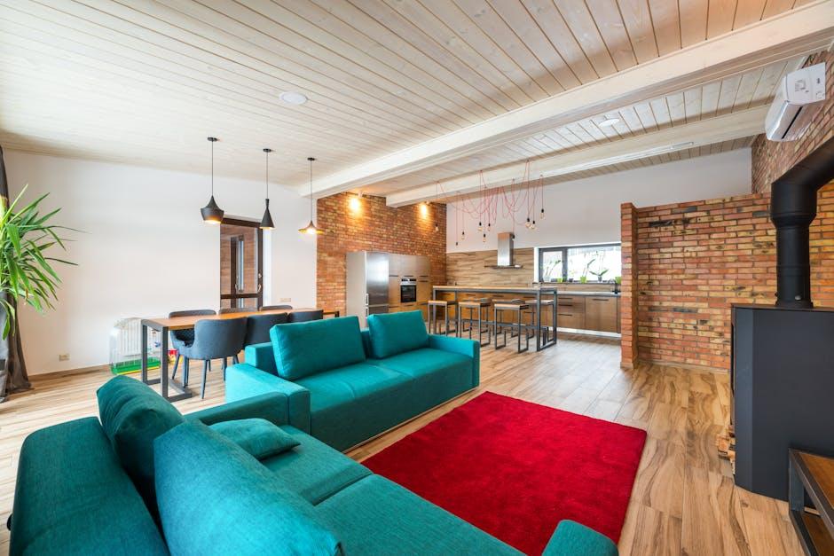 An open-concept barndominium interior
