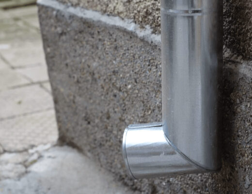 Close-up of a metal rain
