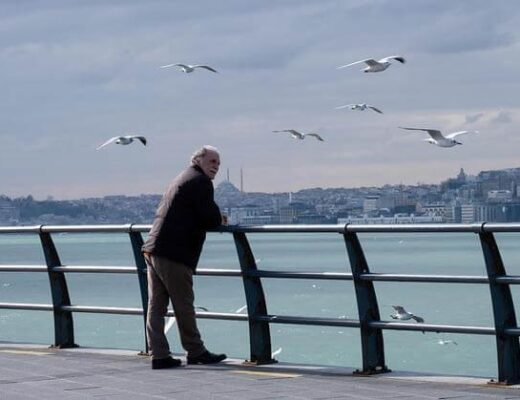6 Ways Live In Care Reduces Isolation in Older Adults 43 Older man on a pier looking at seagulls,
