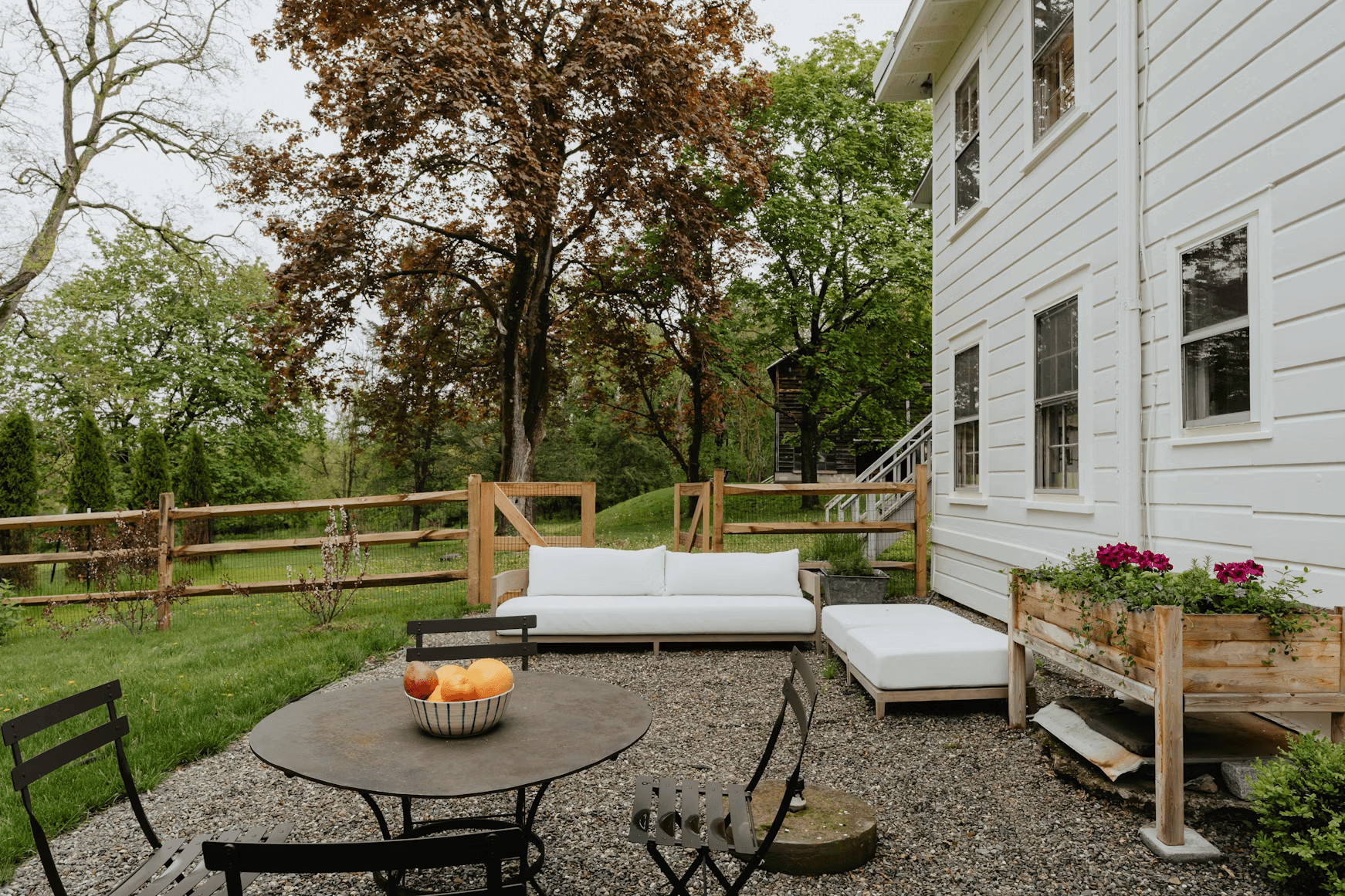 A well-planned patio with outdoor dining