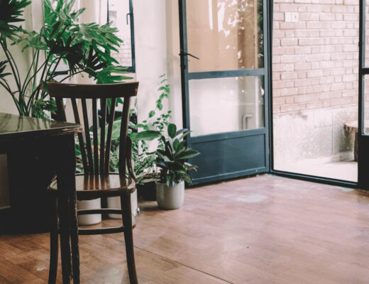 Empty room with wooden floor and space for