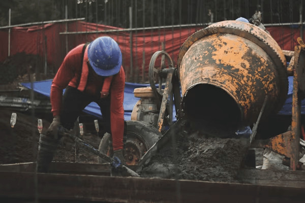 Man in hard hat working on a home