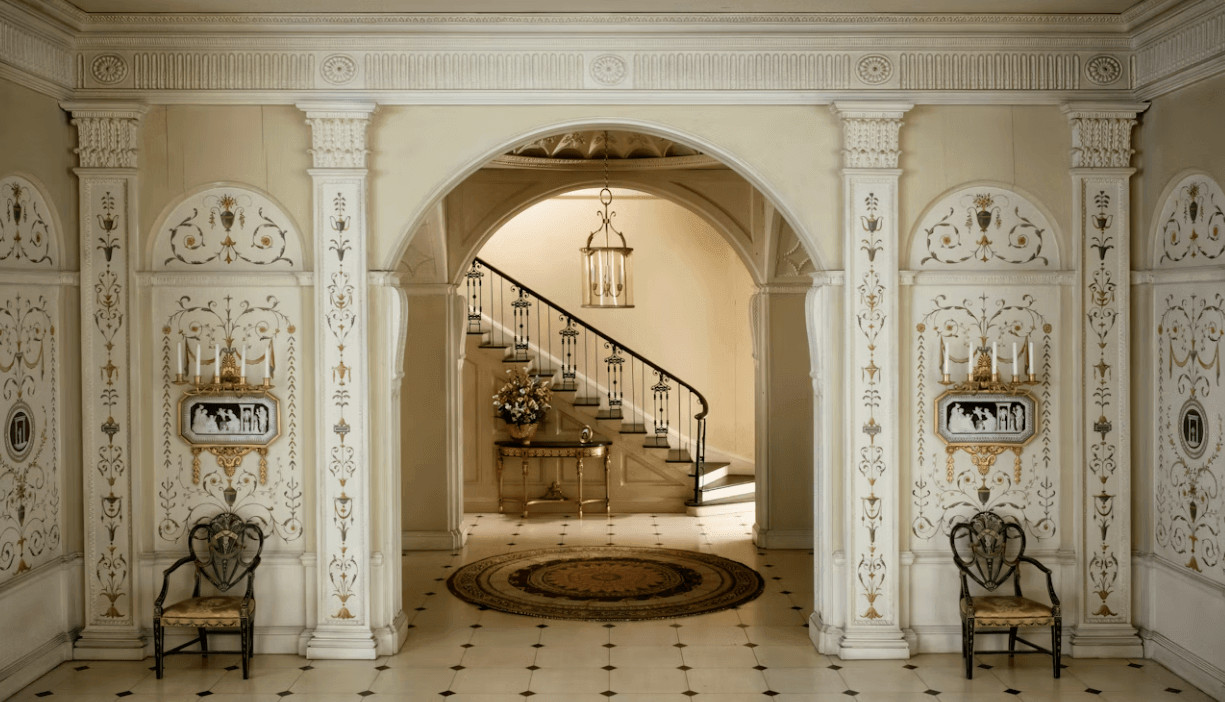 Hallway with a staircase, representing a vestibule