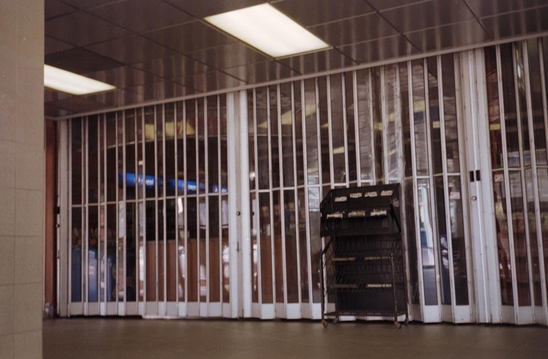 Heavy-duty vinyl curtain dividing an industrial workspace