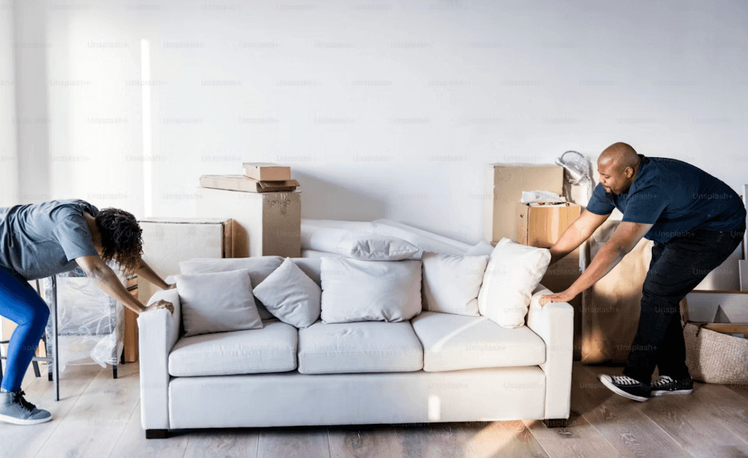 Prepping a couch for cross-country shipping
