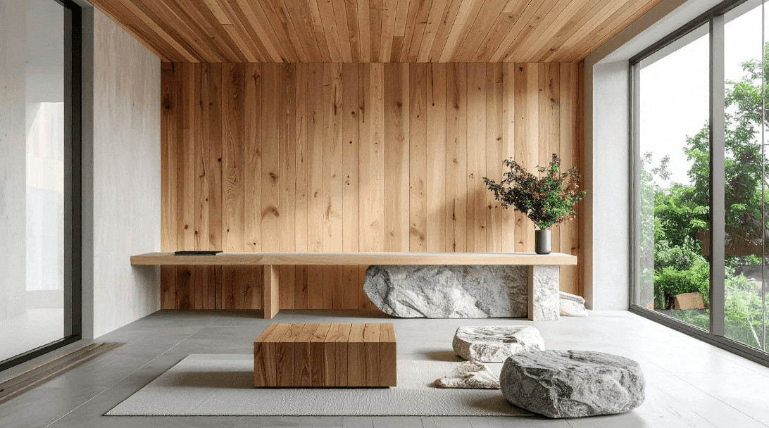 Wood and Stone in Natural Interiors