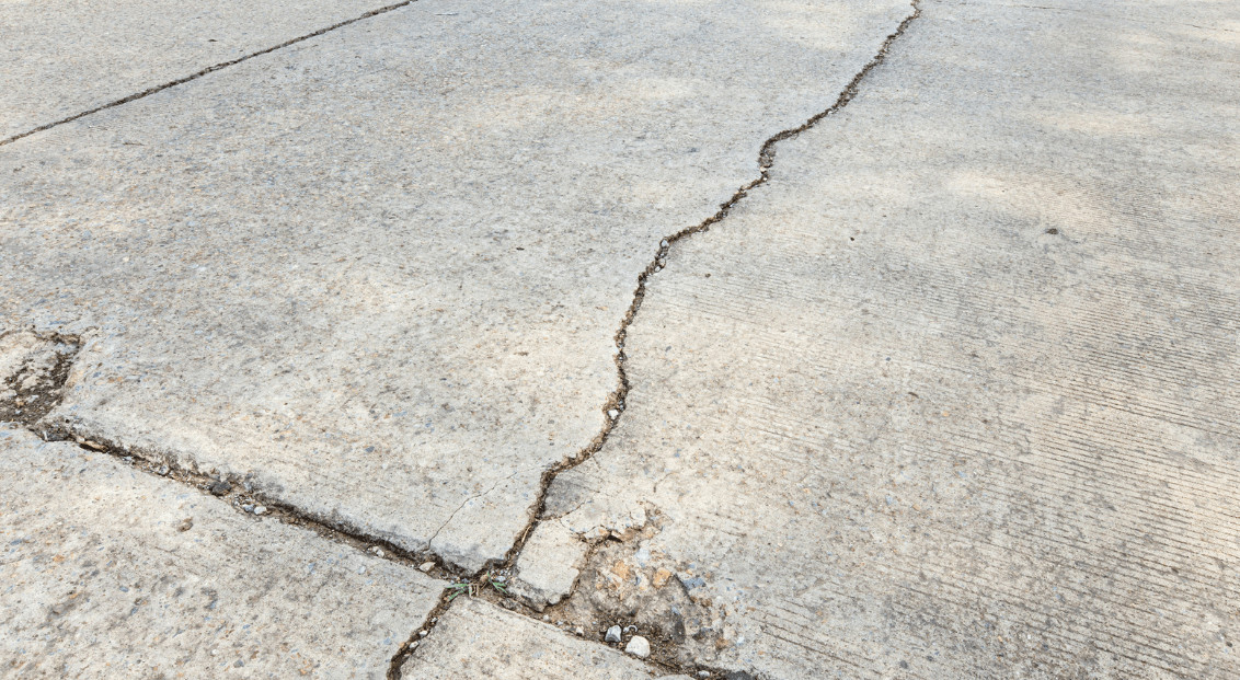Concrete cracks on a driveway