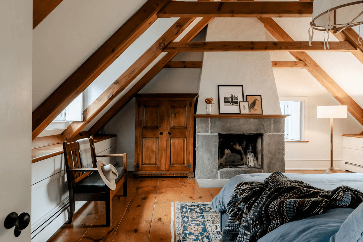 Bedroom with fireplace, showing how heat can escape if
