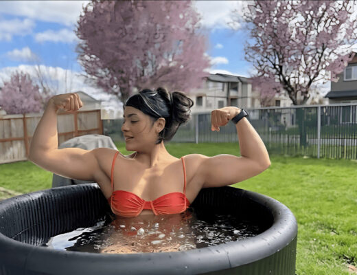 Setting Up a Cold Plunge at Home? Here's What People Often Overlook 2 Woman in an inflatable cold plunge pool in a